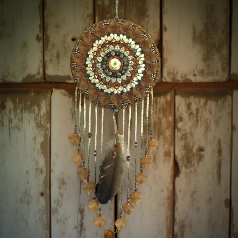 Bead Embroidered Art Meditation Mandala Wall Hanging